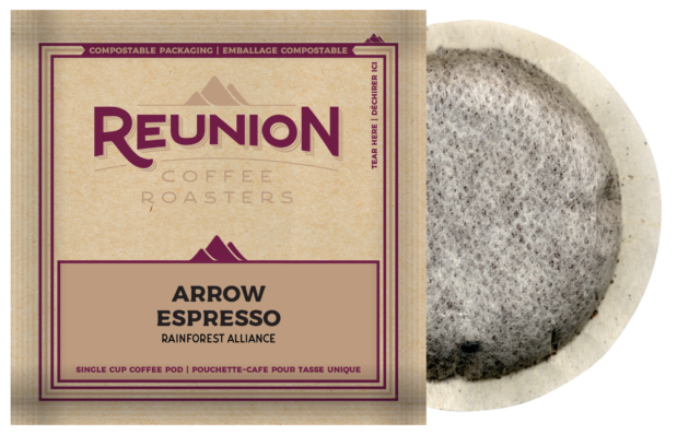 Made from a plant-based material, Reunion's soft pods are compostable. Photo © Reunion Coffee Roasters